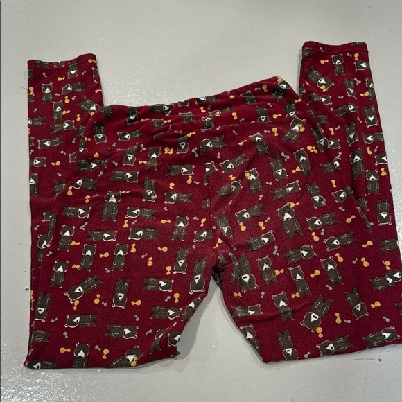 LuLaRoe Leggings lot of 3- Black, Green, Red themed bears skeletons one size - Picture 4 of 10
